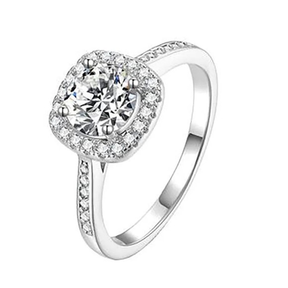 Certified 3 Ct Moissanite Halo Engagement Ring, Size 6 - Picture 3 of 10